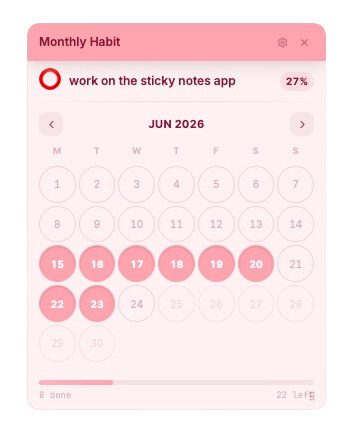 Monthly Habit tracker screenshot
